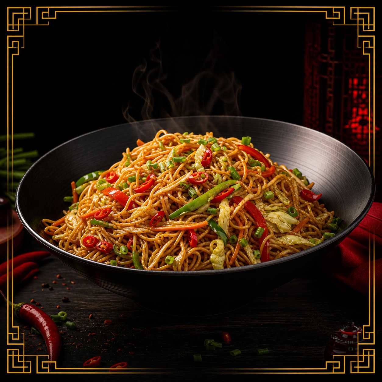 Illustrative China Town noodles category artwork