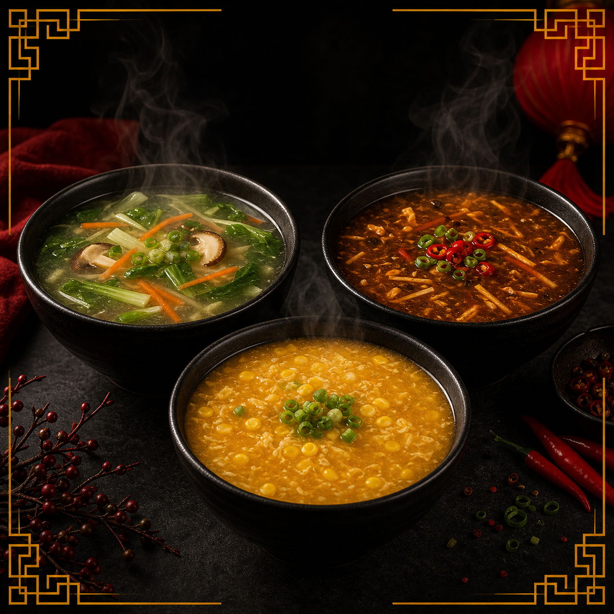 Illustrative China Town soups category artwork