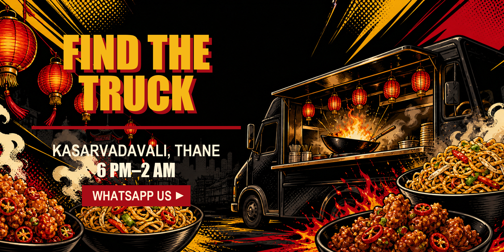 Find the China Town truck in Kasarvadavali, Thane, 6 PM to 2 AM.
