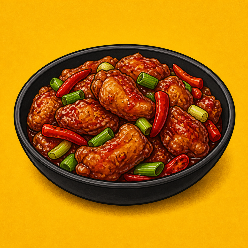 Illustrative Chicken Hong Kong Chilli (Gravy) product artwork