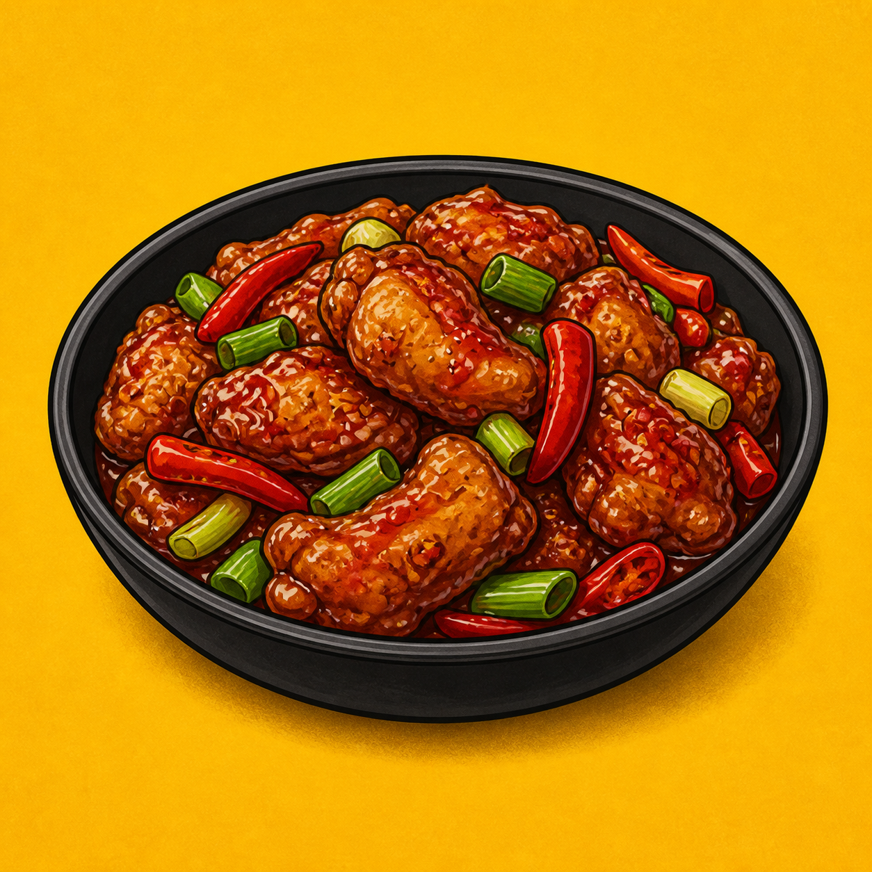 Illustrative Chicken Hong Kong Chilli (Gravy) product artwork