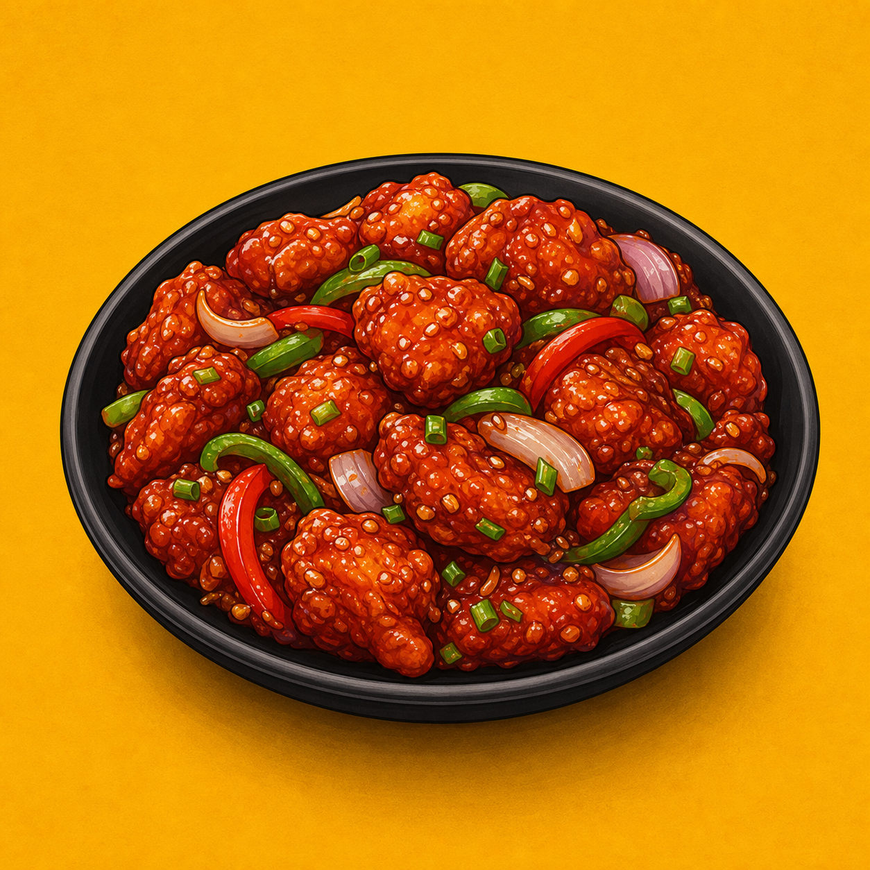 Illustrative Chicken Dragon Manchurian product artwork