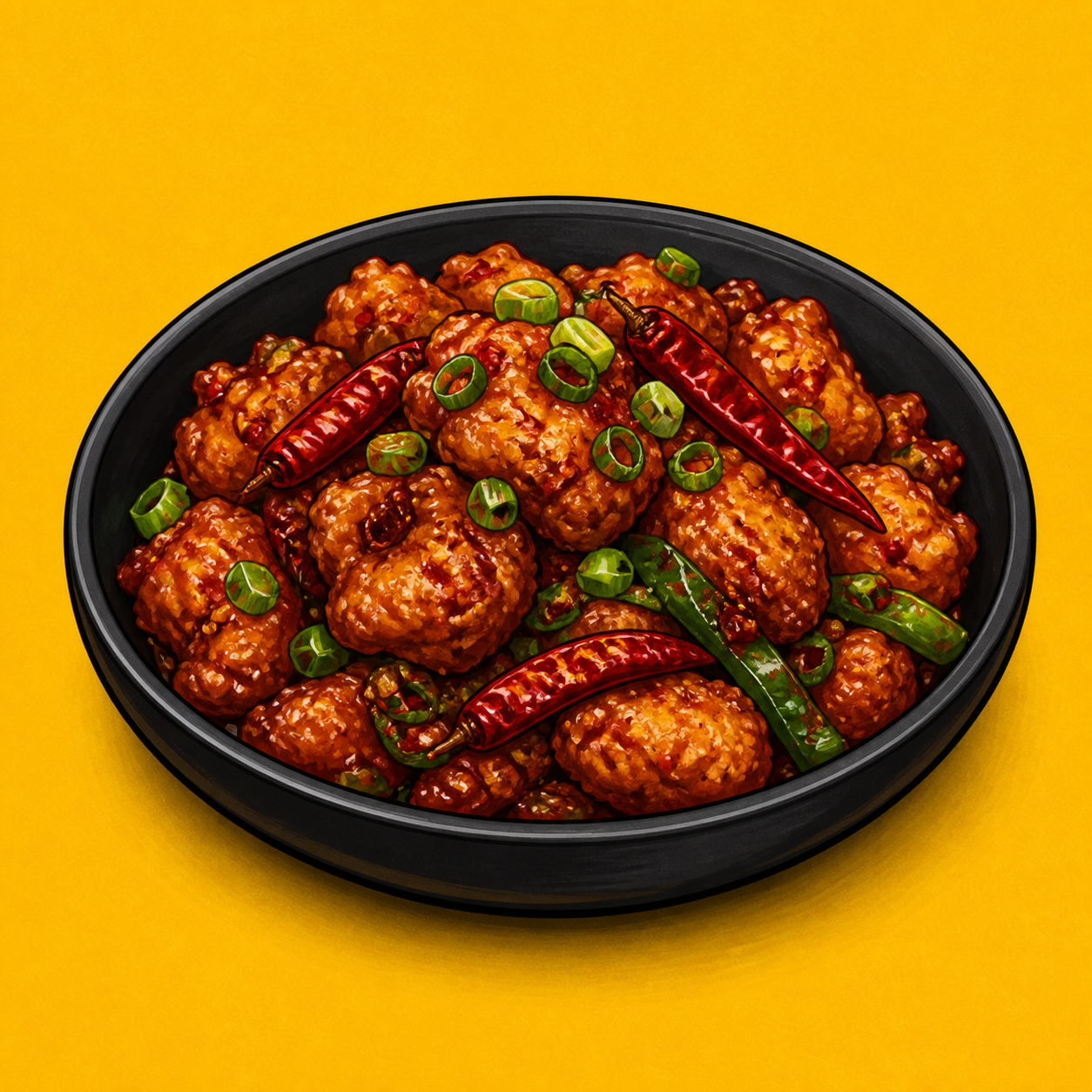 Illustrative Chicken Schezwan Chilli (Dry) product artwork