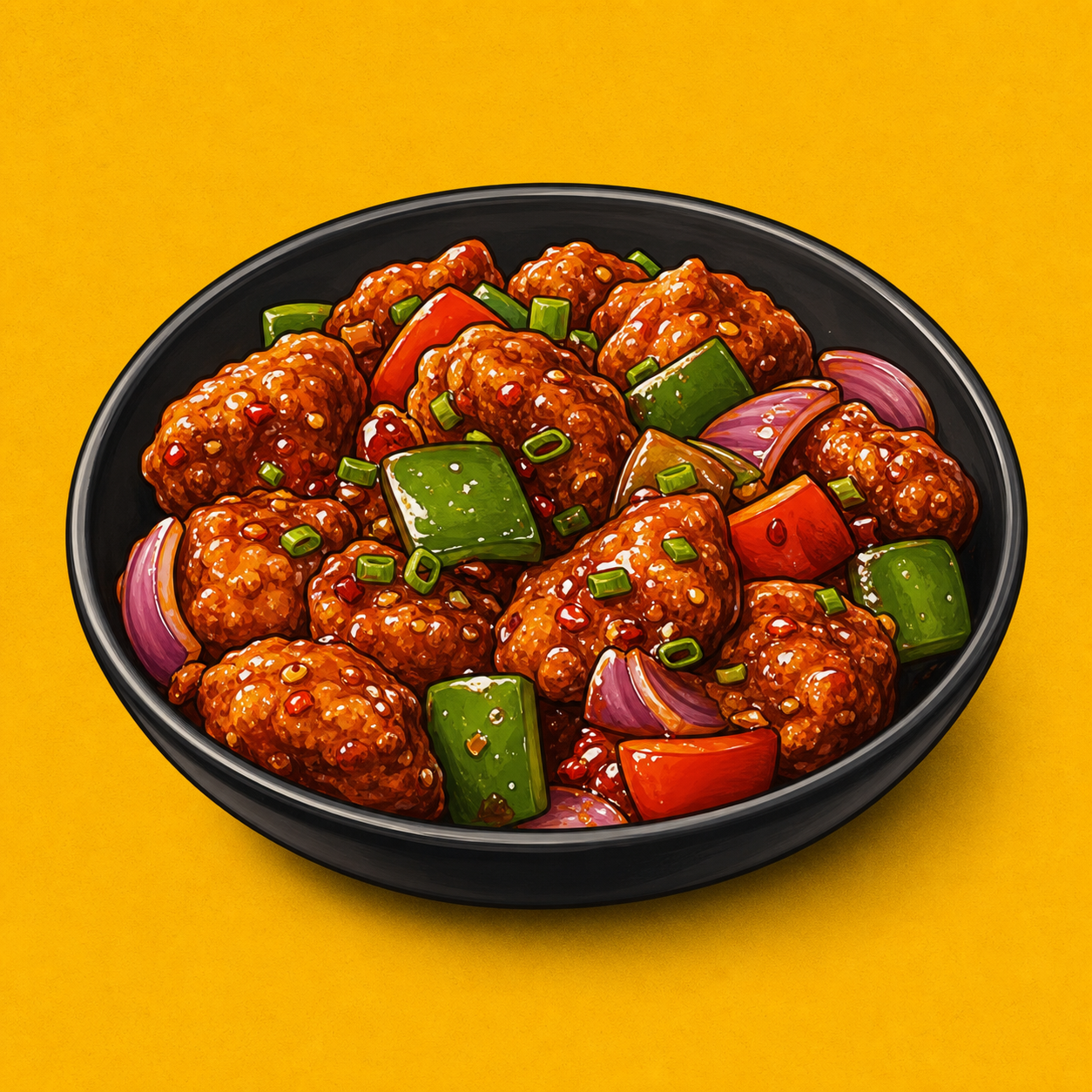 Illustrative Chicken Schezwan Manchurian product artwork