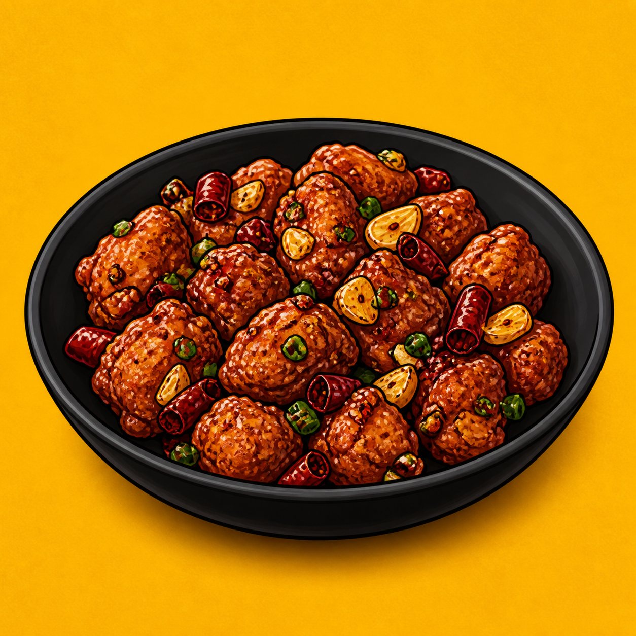 Illustrative Chicken Manch Hot Garlic (Dry) product artwork