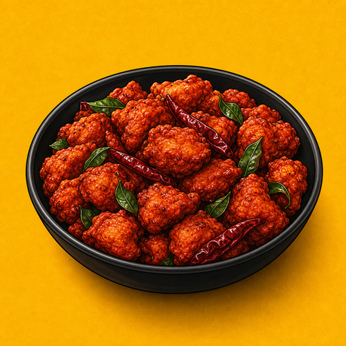 Illustrative Chicken 65 product artwork