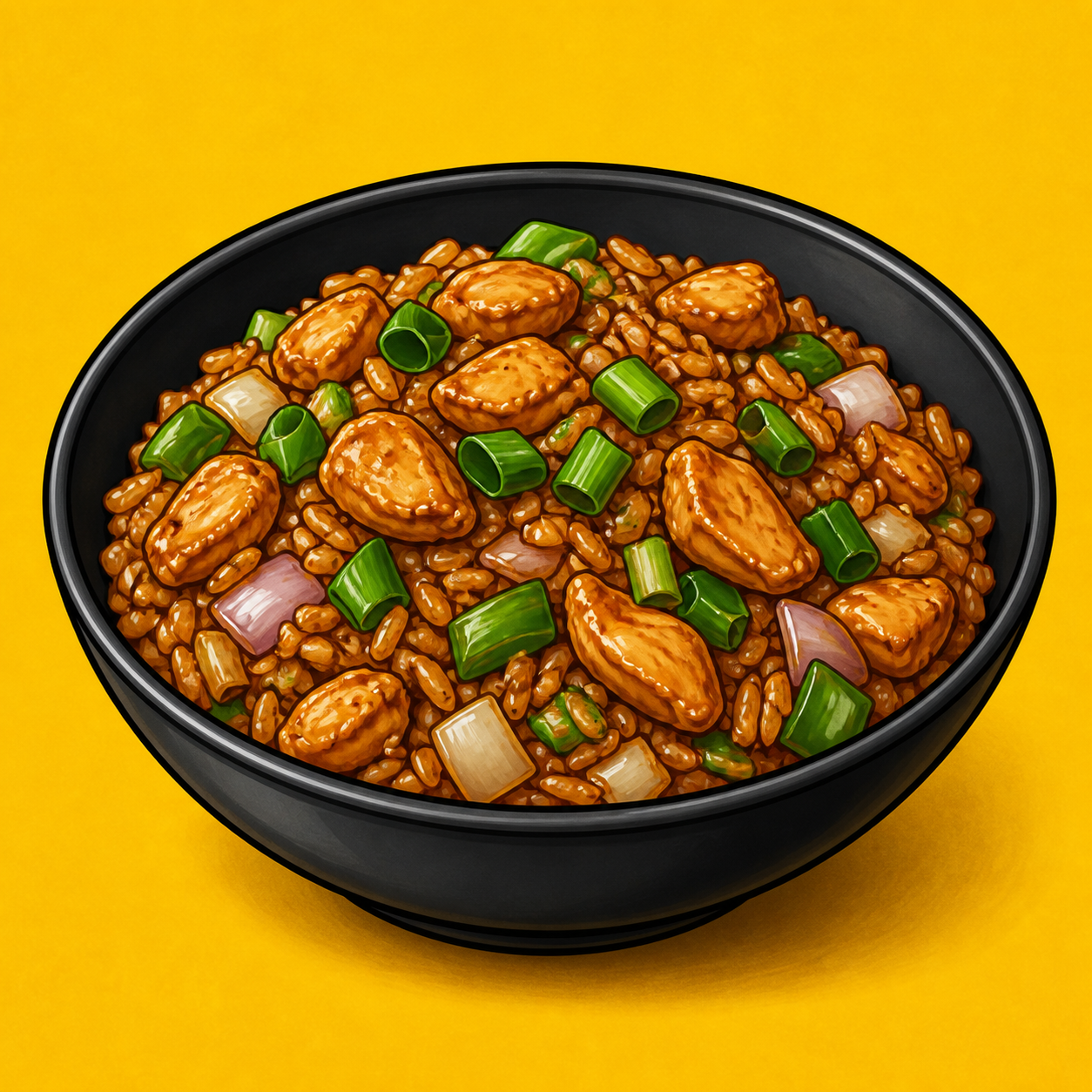 Illustrative Chicken Mongolian Rice with Gravy product artwork