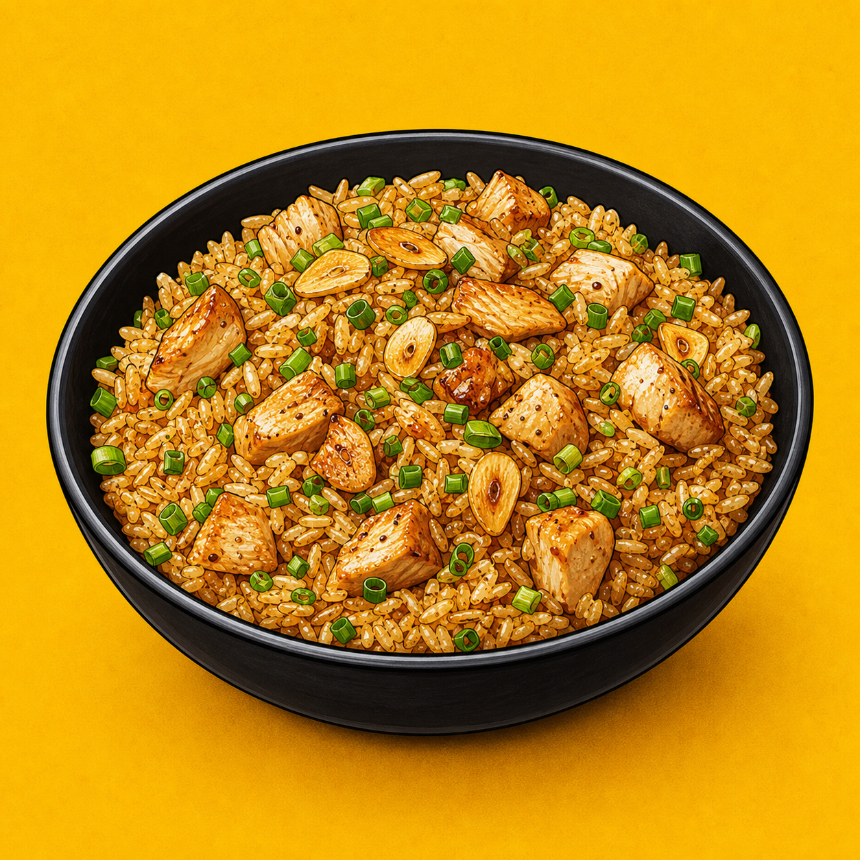 Illustrative Chicken Garlic Rice product artwork