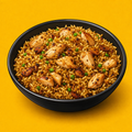 Illustrative Chicken Brown Burnt Garlic Rice product artwork