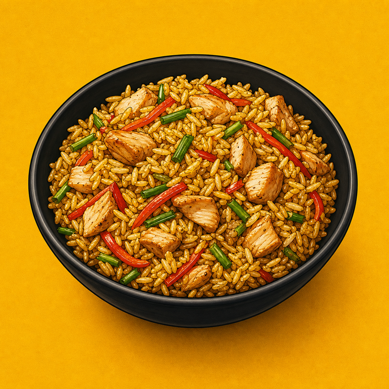 Illustrative Chicken Singapore Rice product artwork