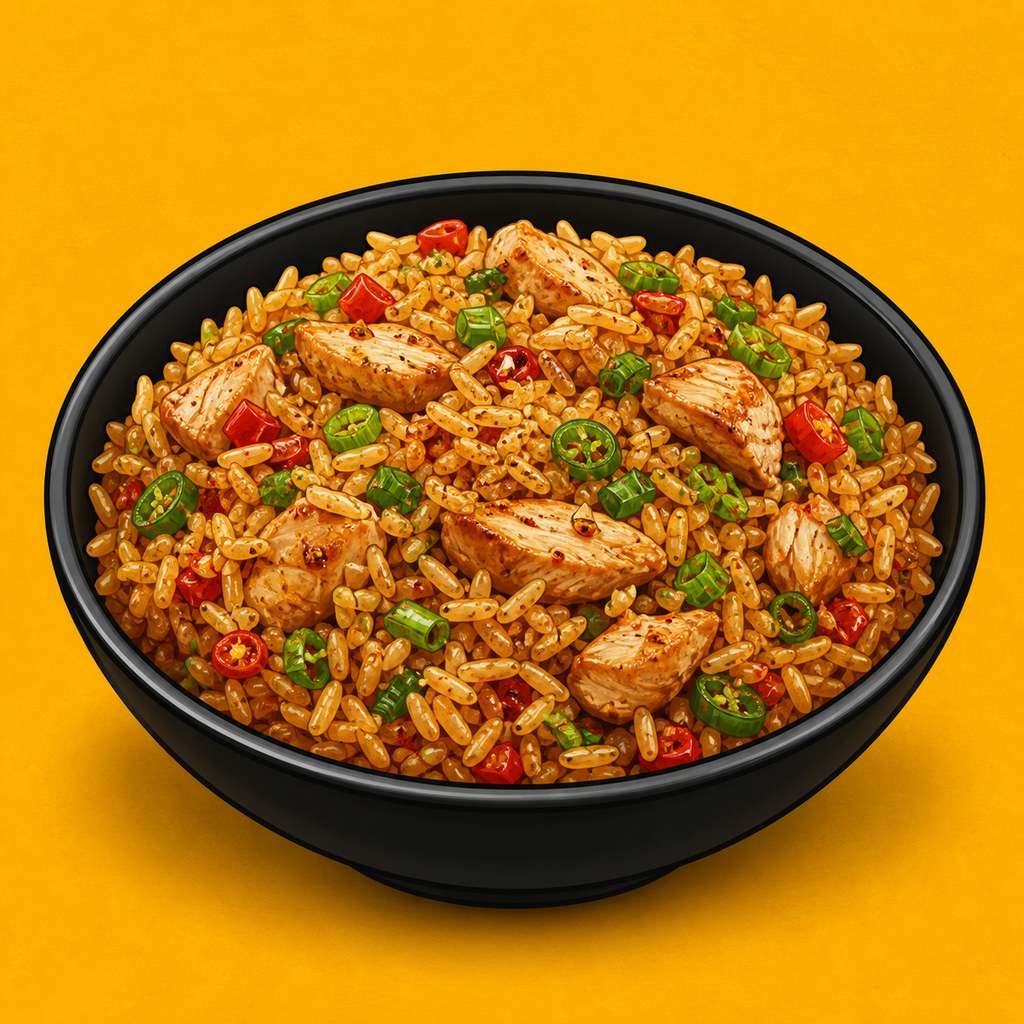 Illustrative Chicken Chilli Rice product artwork