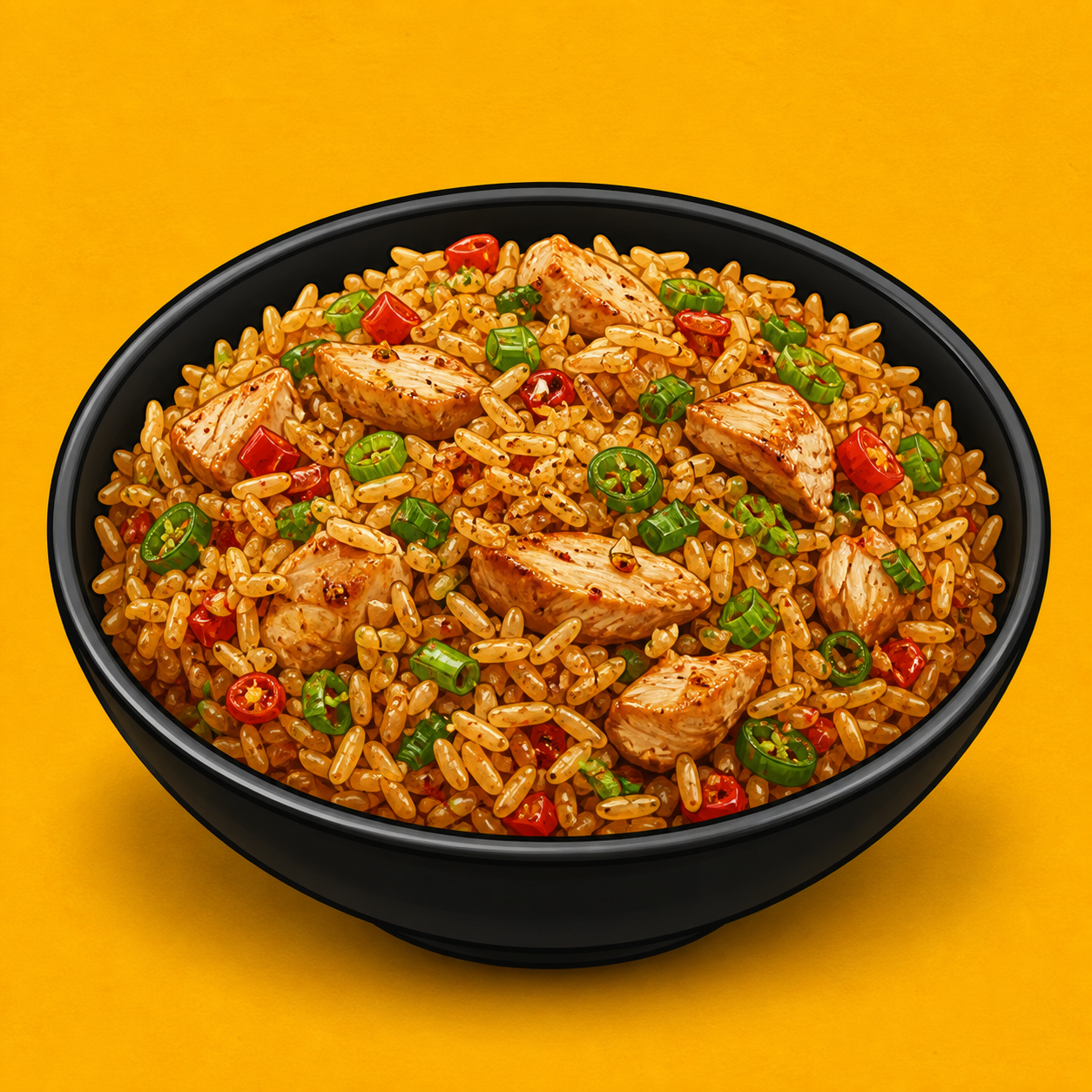 Illustrative Chicken Chilli Rice product artwork