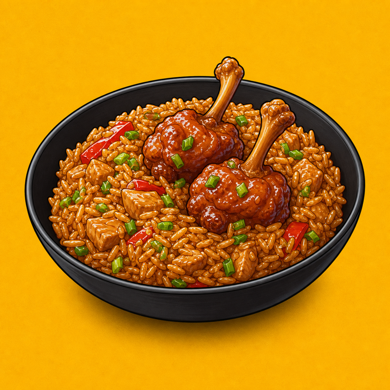 Illustrative Chicken Malaysian Rice with Gravy + 2 Lollipop product artwork