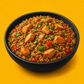 Illustrative Chicken Packing Rice with Gravy product artwork