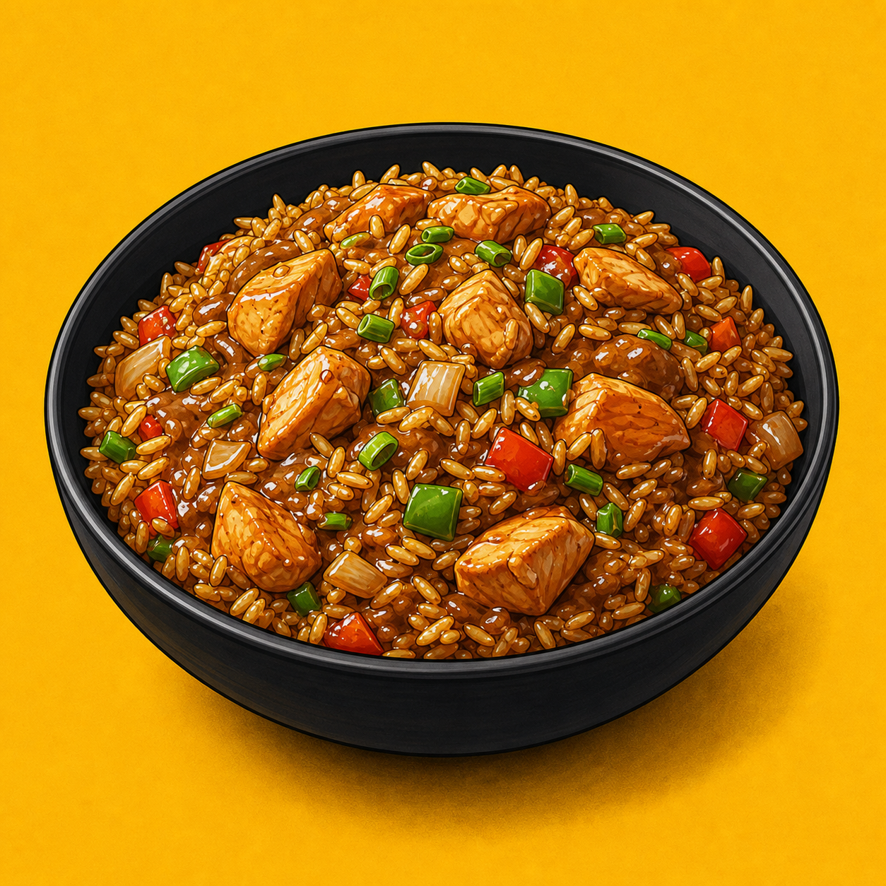 Illustrative Chicken Packing Rice with Gravy product artwork