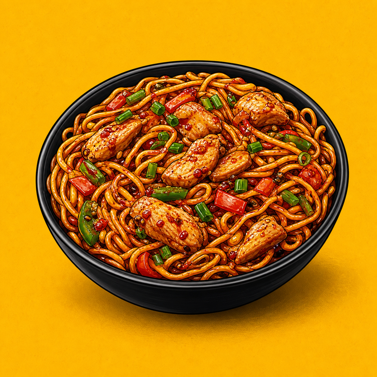 Illustrative Chicken Schezwan Noodles product artwork