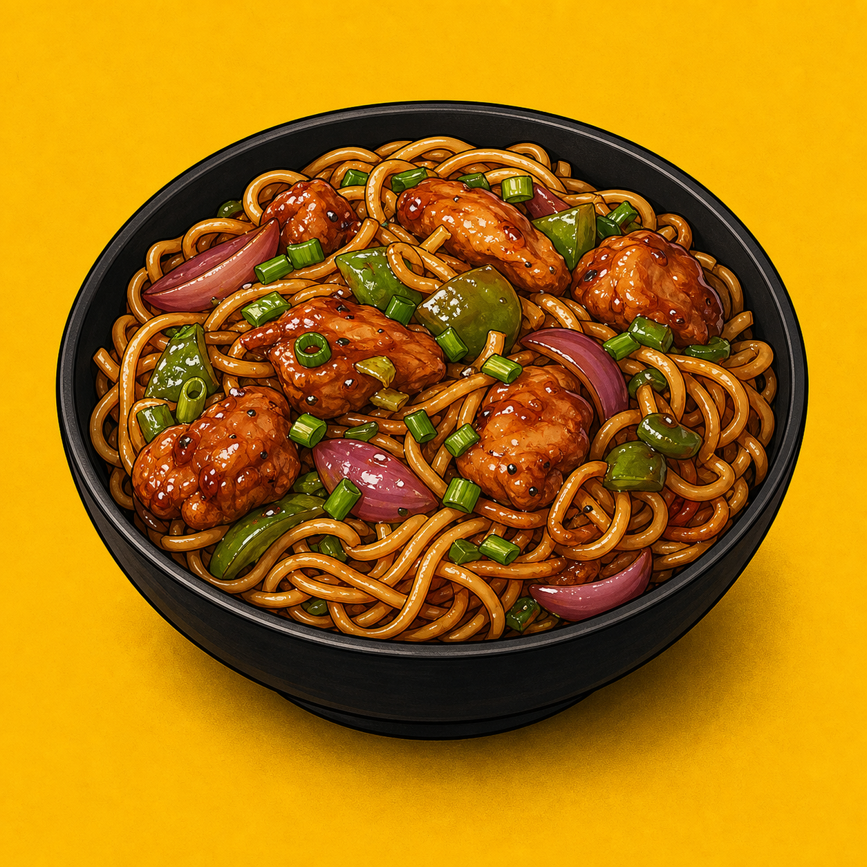 Illustrative Chicken Manchurian Noodles product artwork