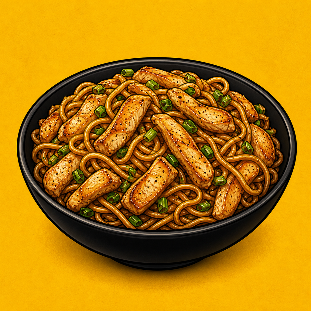 Illustrative Chicken Triple Noodles product artwork