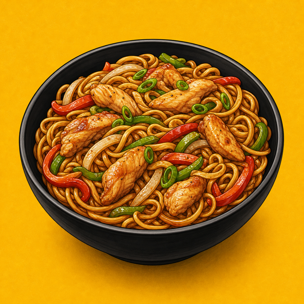 Illustrative Chicken Combination Noodles product artwork