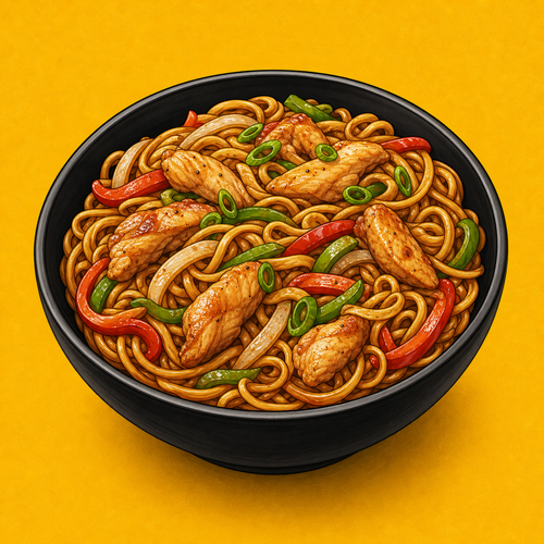 Illustrative Chicken Combination Noodles product artwork
