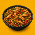 Illustrative Chicken Chilli Noodles product artwork