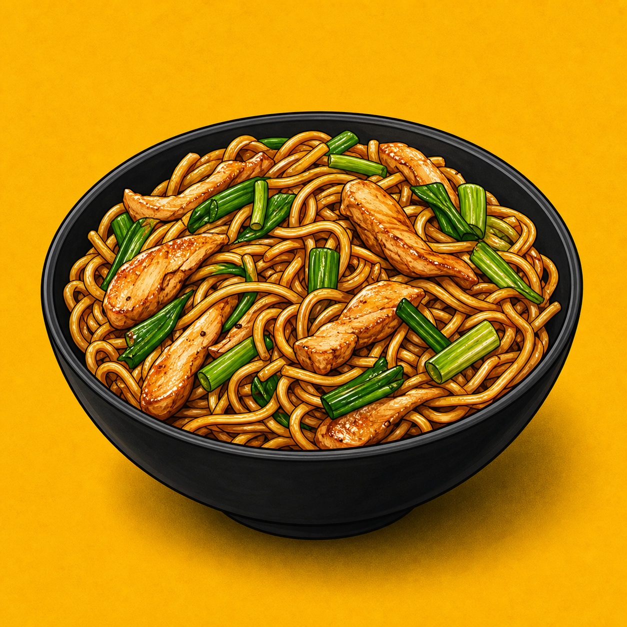 Illustrative Chicken Hong Kong Noodles product artwork