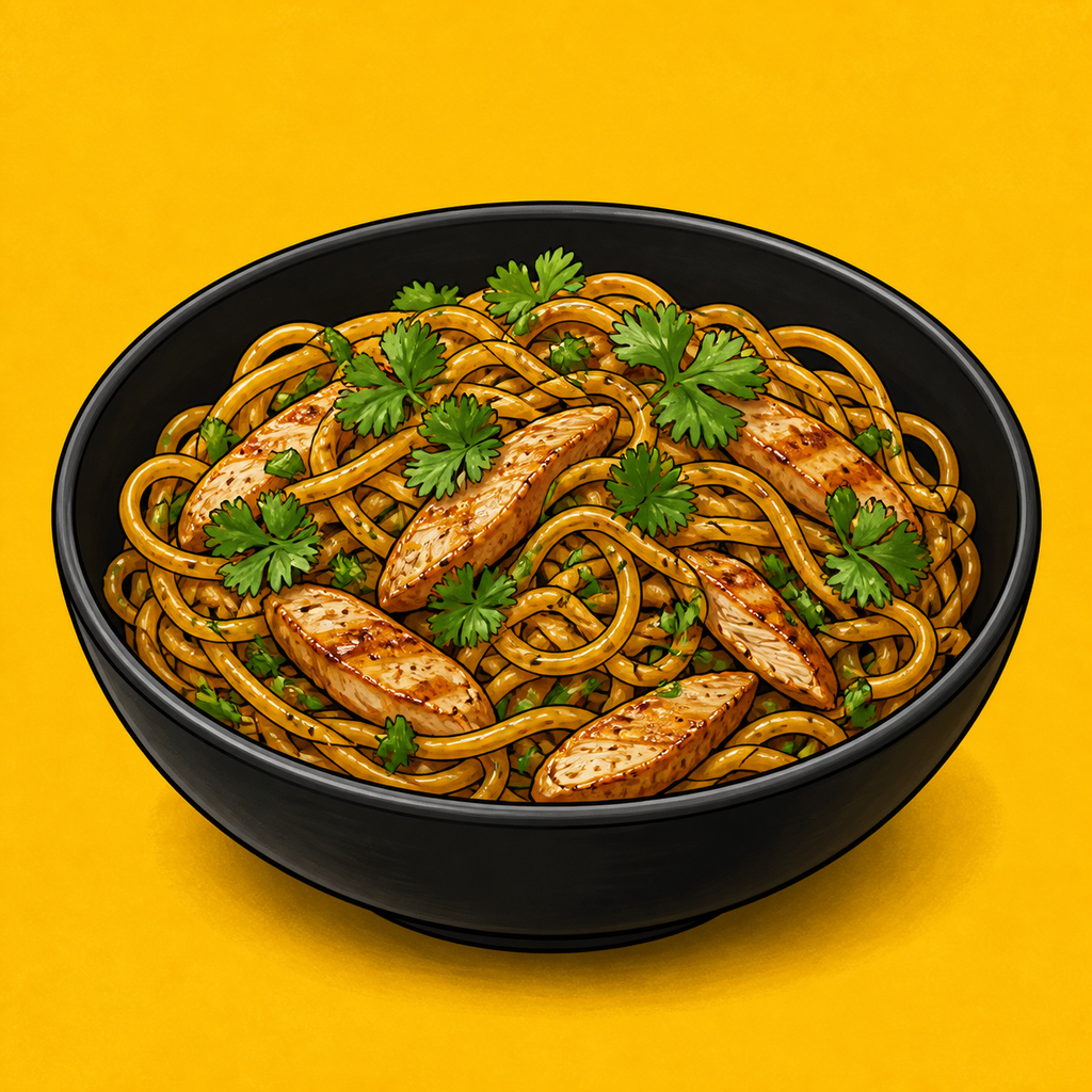 Illustrative Chicken Coriander Noodles product artwork