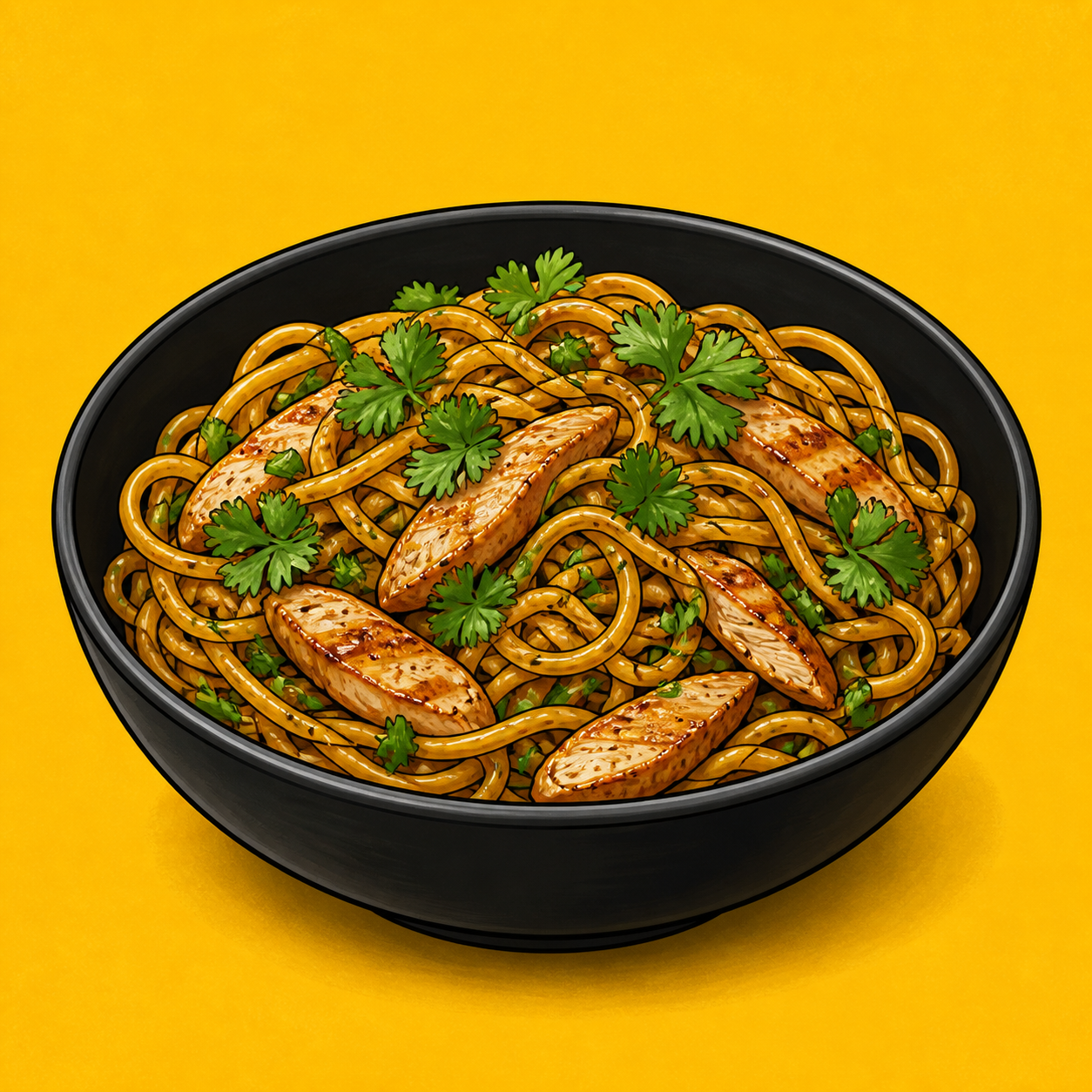 Illustrative Chicken Coriander Noodles product artwork