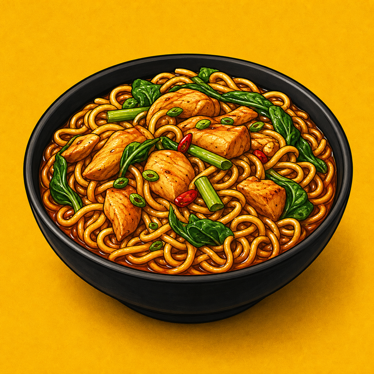 Illustrative Chicken Malaysian Pot Noodles product artwork