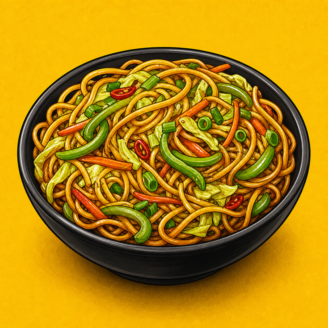 Illustrative Veg Hakka Noodles product artwork