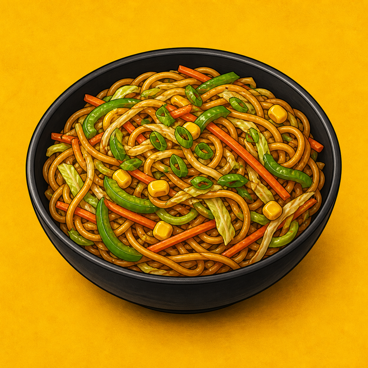 Illustrative Veg Triple Noodles product artwork