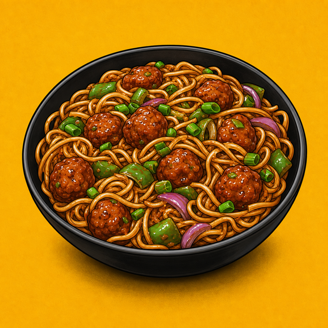 Illustrative Veg Manchurian Noodles product artwork