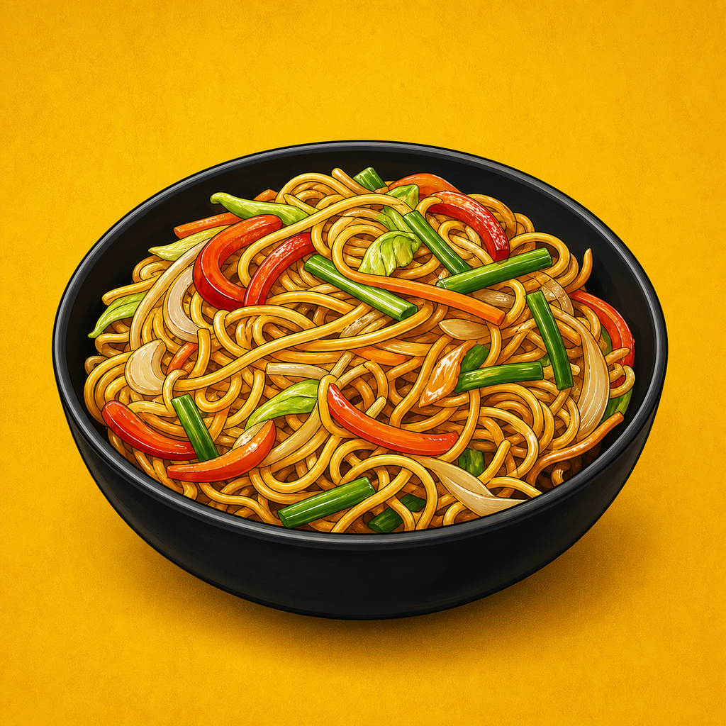 Illustrative Veg Singapore Noodles product artwork