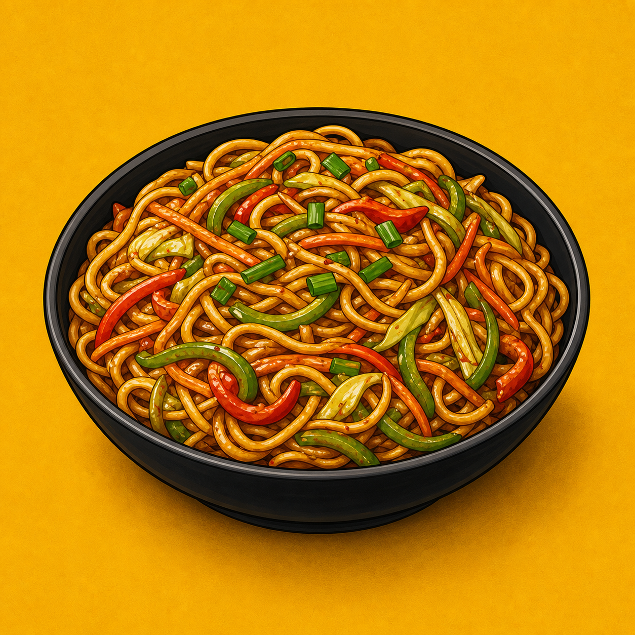 Illustrative Veg Chowmin Curry product artwork