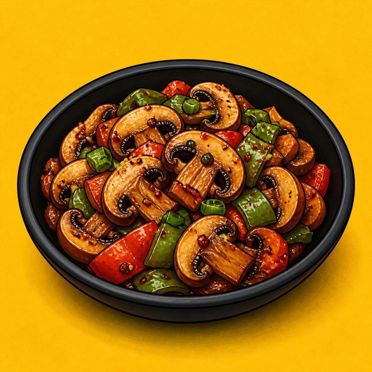 Illustrative Veg Mushroom Chilli product artwork