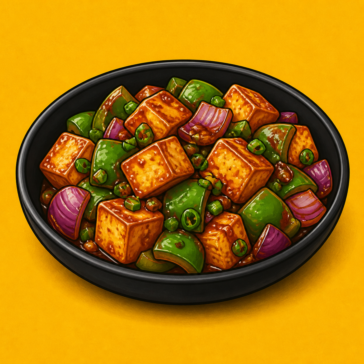 Illustrative Paneer Chilli product artwork