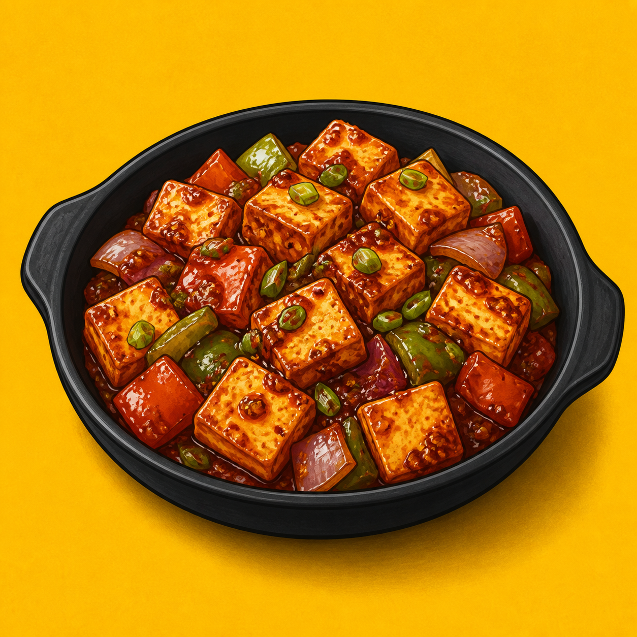 Illustrative Paneer Schezwan product artwork