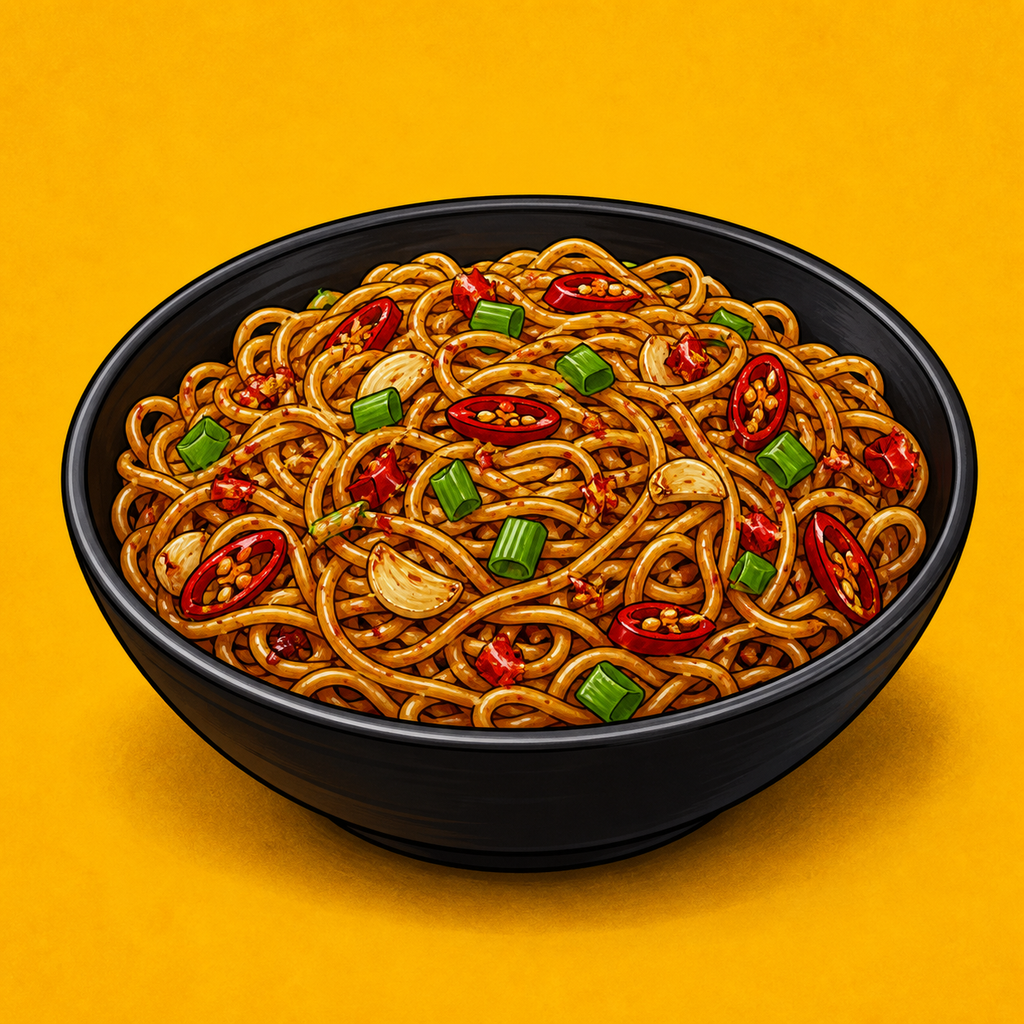 Illustrative Chilli Garlic Noodle Box product artwork