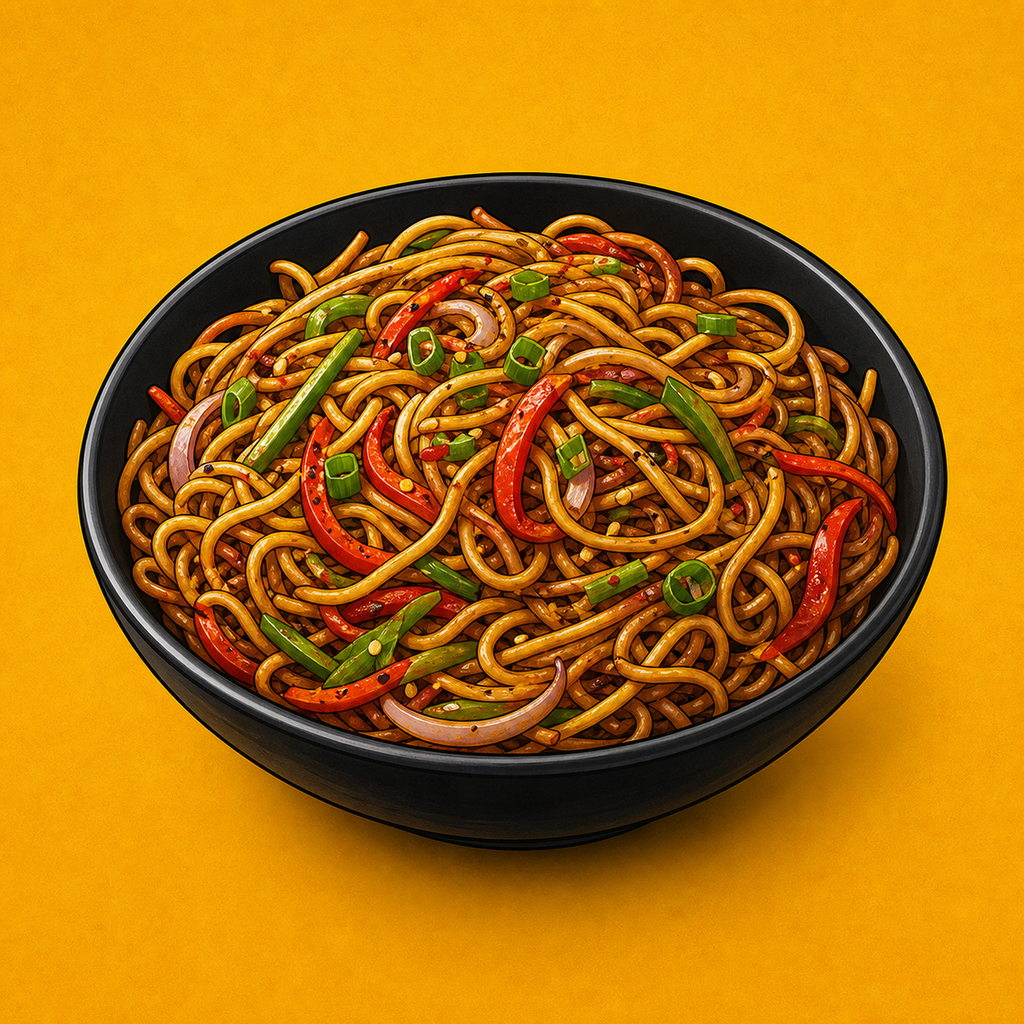 Illustrative Dragon Fire Hakka Noodles product artwork