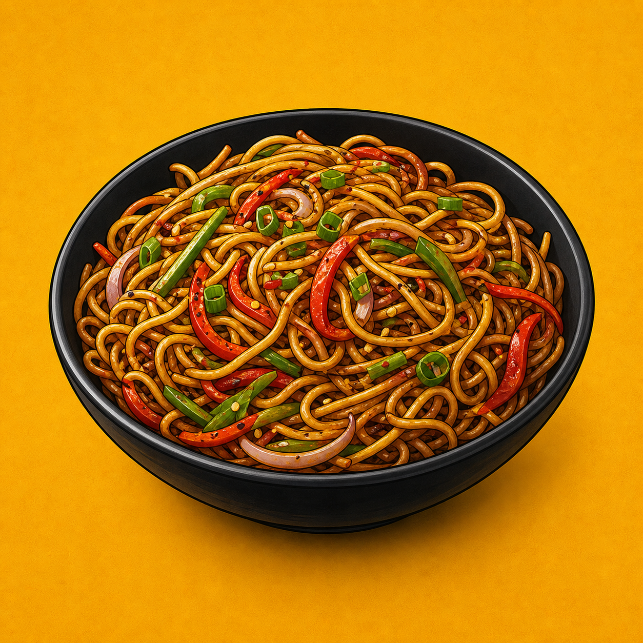 Illustrative Dragon Fire Hakka Noodles product artwork