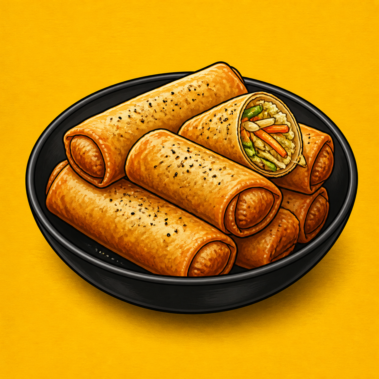 Illustrative Salt & Pepper Spring Rolls product artwork