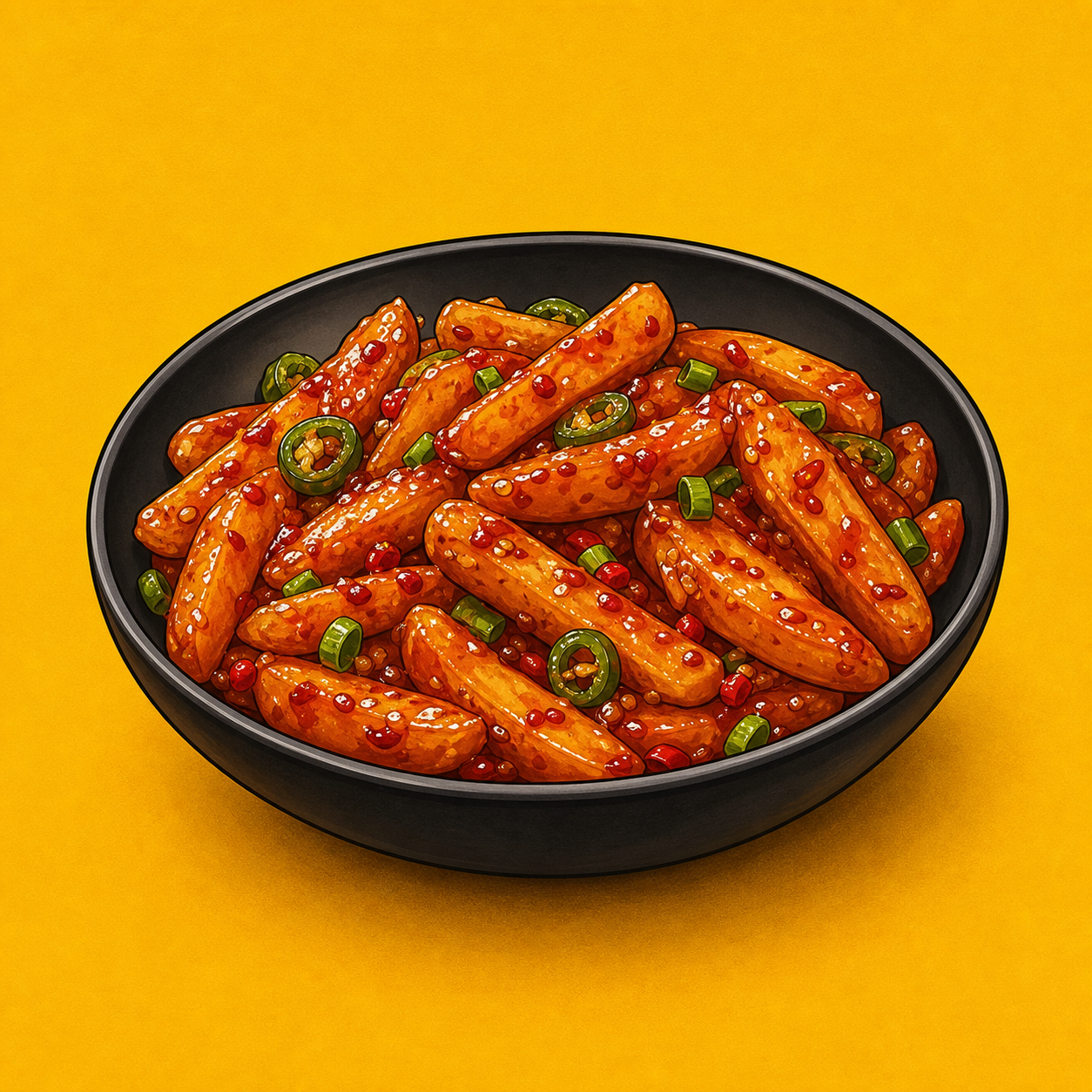 Illustrative Honey Chilli Potato product artwork